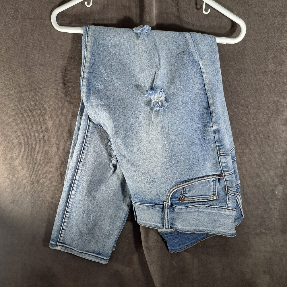 Fashion Nova Faded Distressed Stretch Denim Jeggings VG 2X 3 Button 5 Pockets